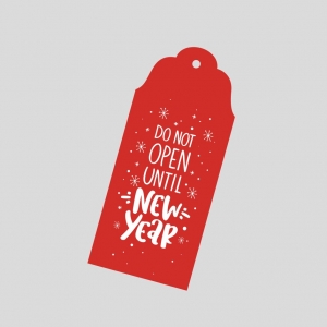 Бирка фудибокс большая "Не открывать до Нового года" 6,2*14 см